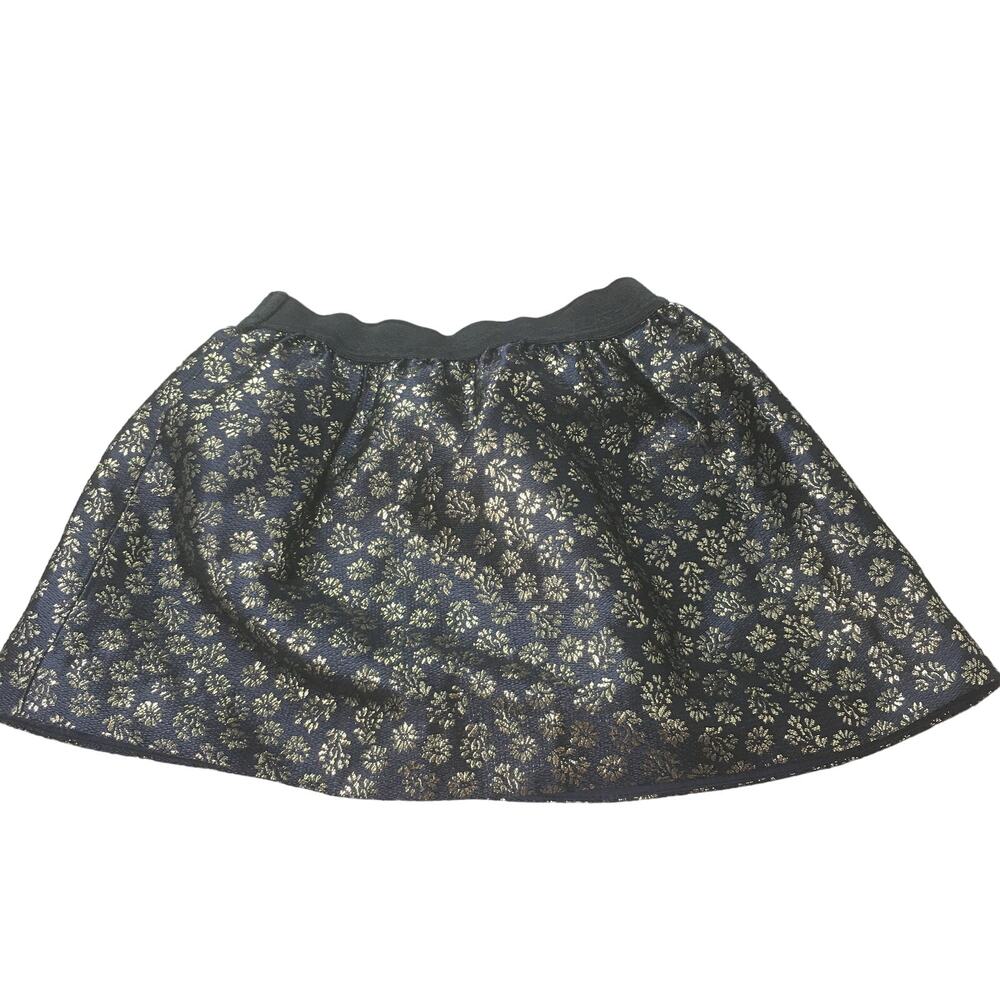 NWT Crewcuts Girls Metallic Gold Floral Print Pull On Stretch Mini Skirt 2